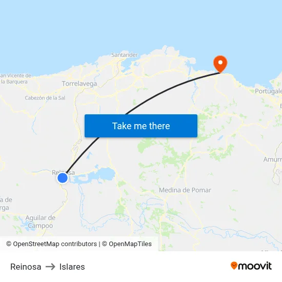 Reinosa to Islares map