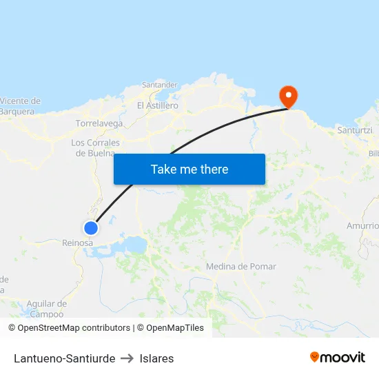 Lantueno-Santiurde to Islares map