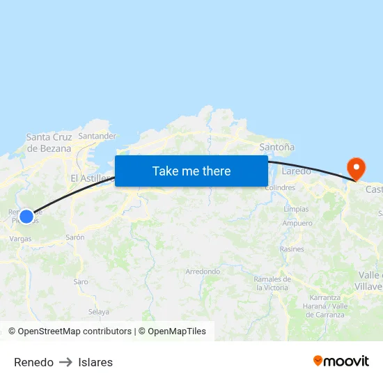 Renedo to Islares map