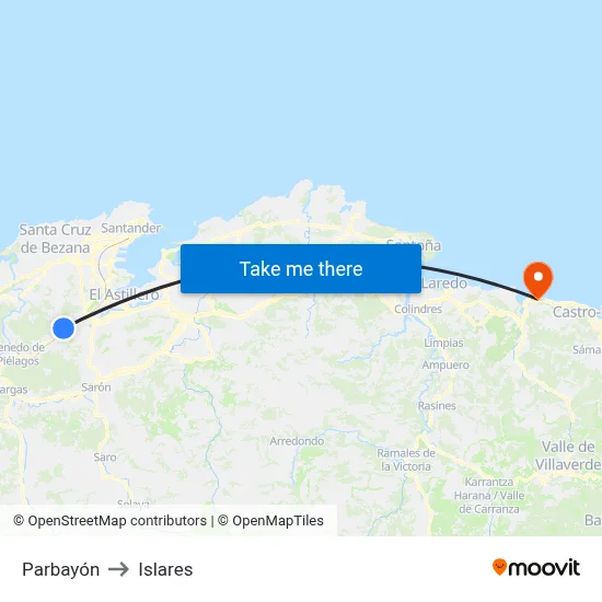 Parbayón to Islares map