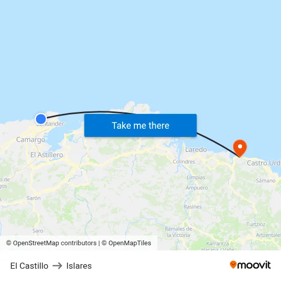 El Castillo to Islares map