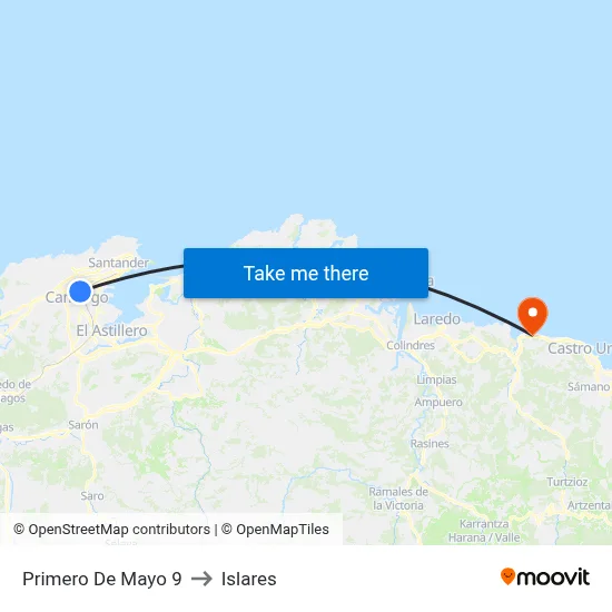 Primero De Mayo 9 to Islares map