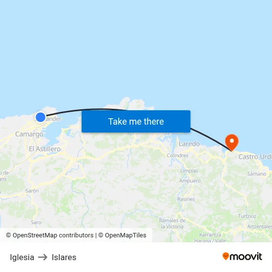 Iglesia to Islares map