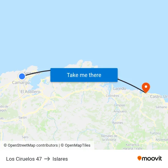 Los Ciruelos 47 to Islares map
