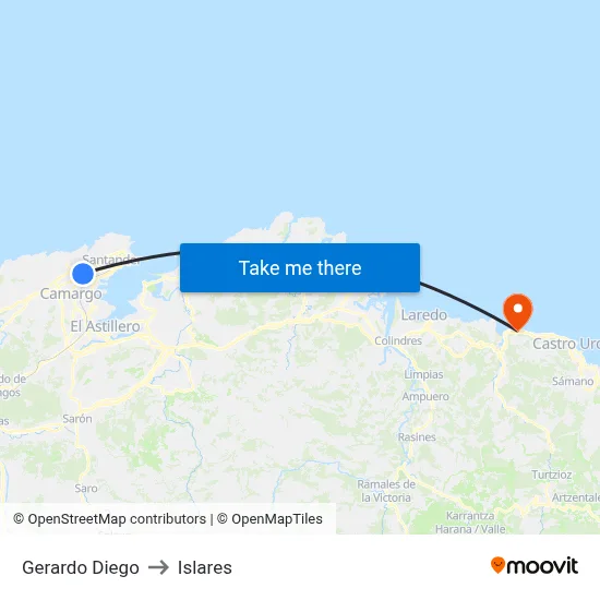 Gerardo Diego to Islares map