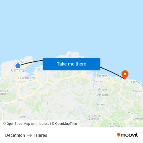 Decathlon to Islares map