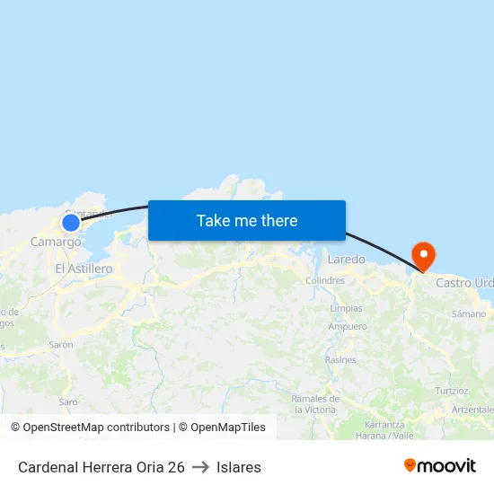 Cardenal Herrera Oria 26 to Islares map