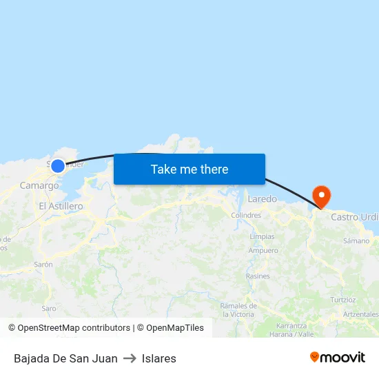 Bajada De San Juan to Islares map