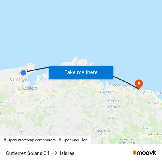 Gutierrez Solana 34 to Islares map