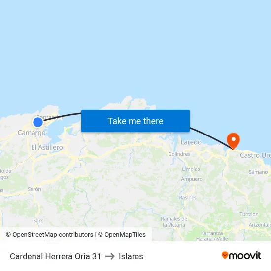 Cardenal Herrera Oria 31 to Islares map
