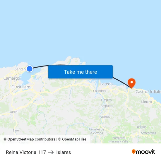 Reina Victoria 117 to Islares map