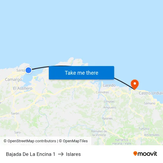 Bajada De La Encina 1 to Islares map