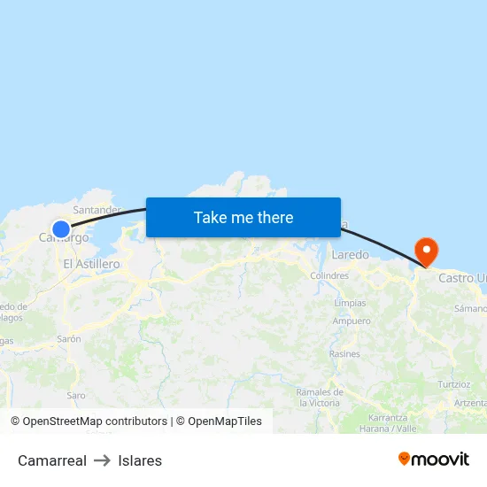 Camarreal to Islares map