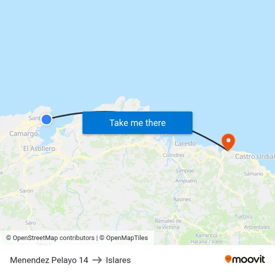 Menendez Pelayo 14 to Islares map