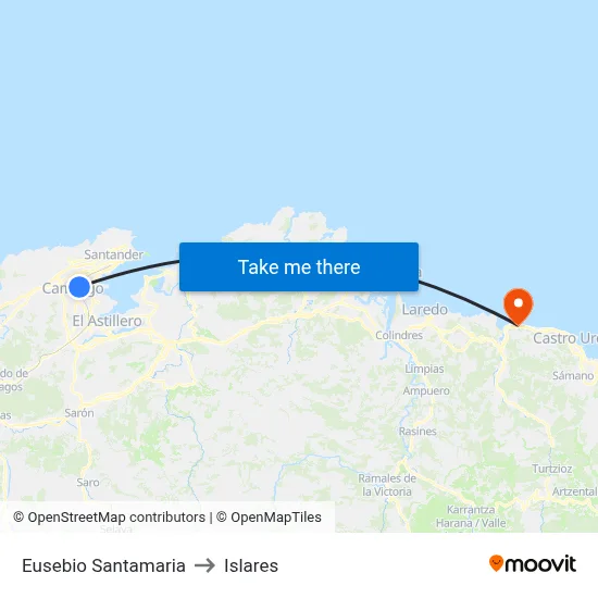 Eusebio Santamaria to Islares map