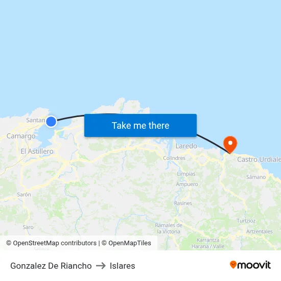 Gonzalez De Riancho to Islares map