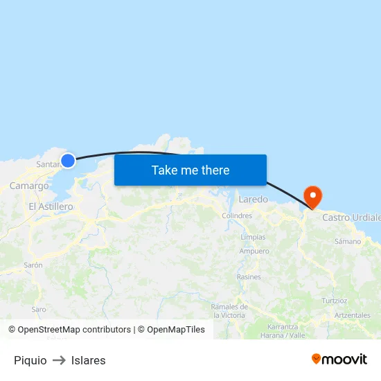 Piquio to Islares map