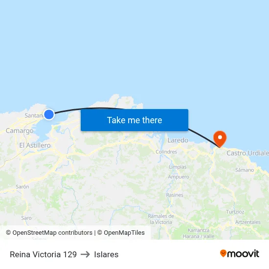 Reina Victoria 129 to Islares map