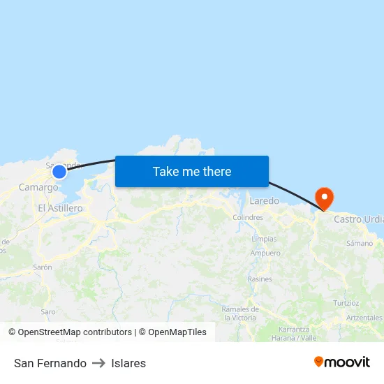 San Fernando to Islares map