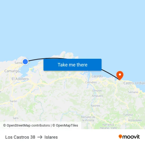 Los Castros 38 to Islares map