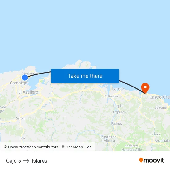 Cajo 5 to Islares map