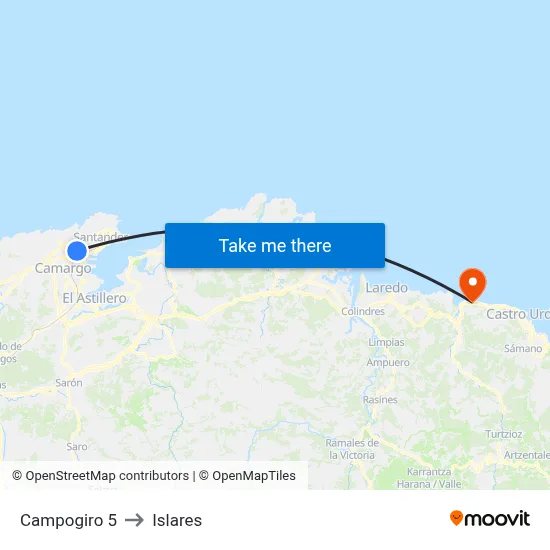 Campogiro 5 to Islares map