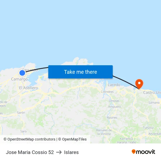 Jose Maria Cossio 52 to Islares map