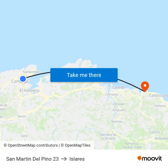 San Martín Del Pino 23 to Islares map