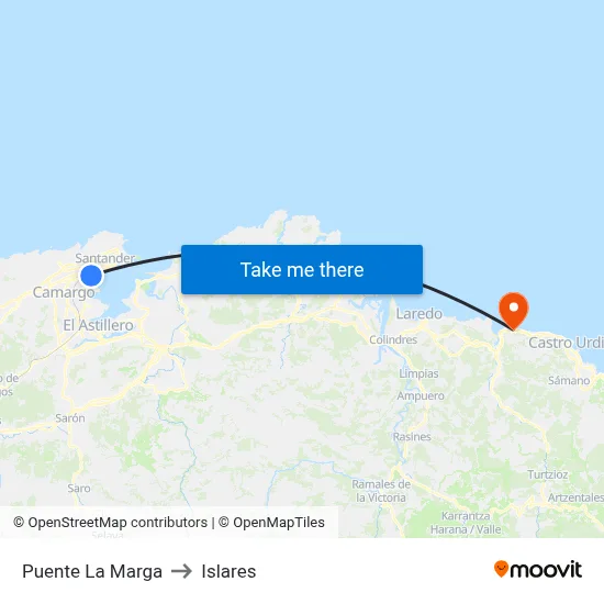 Puente La Marga to Islares map