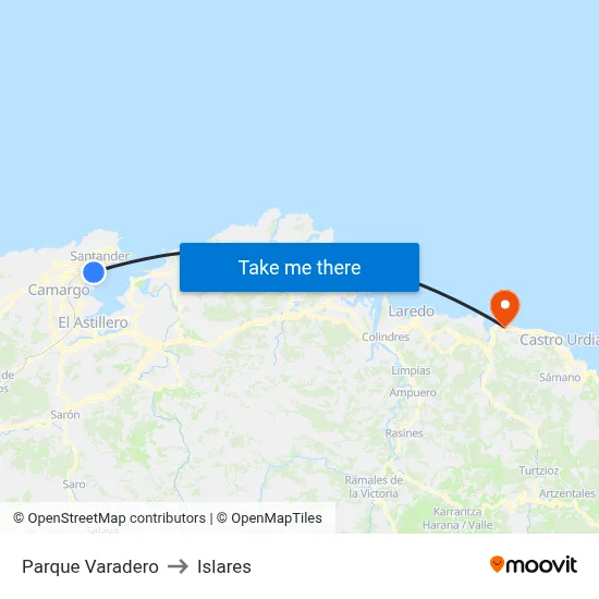 Parque Varadero to Islares map