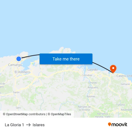La Gloria 1 to Islares map