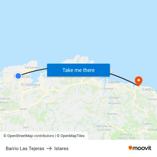 Barrio Las Tejeras to Islares map