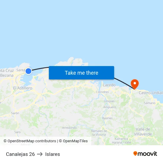 Canalejas 26 to Islares map