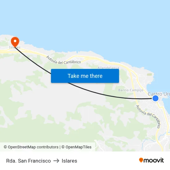 Rda. San Francisco to Islares map