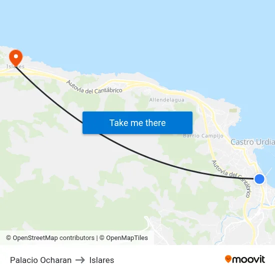 Palacio Ocharan to Islares map