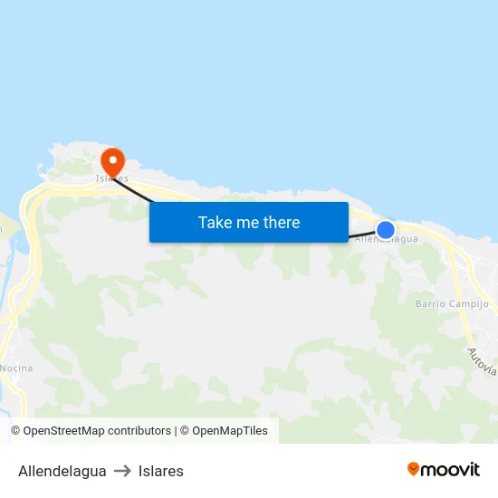 Allendelagua to Islares map