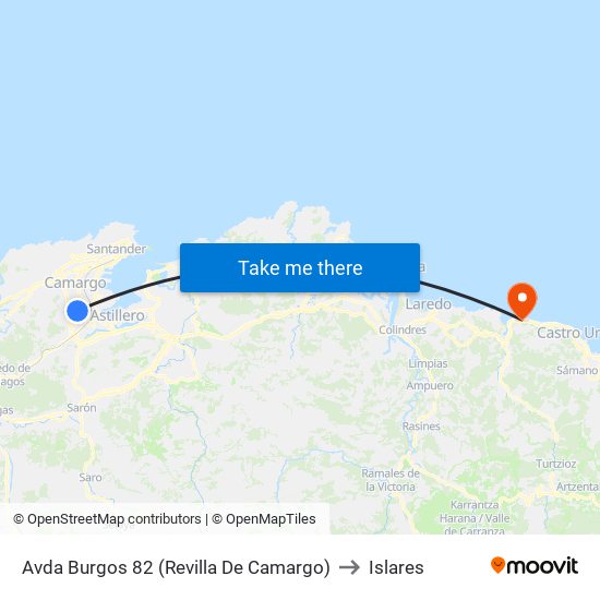 Avda Burgos 82 (Revilla De Camargo) to Islares map