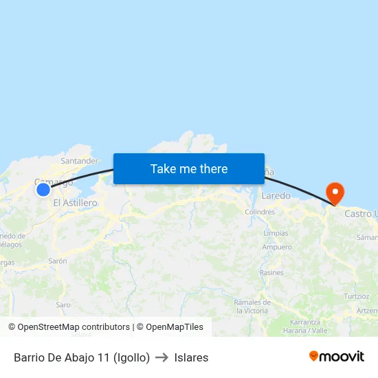 Barrio De Abajo 11 (Igollo) to Islares map