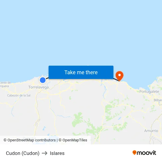 Cudon (Cudon) to Islares map