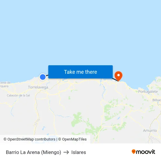 Barrio La Arena (Miengo) to Islares map