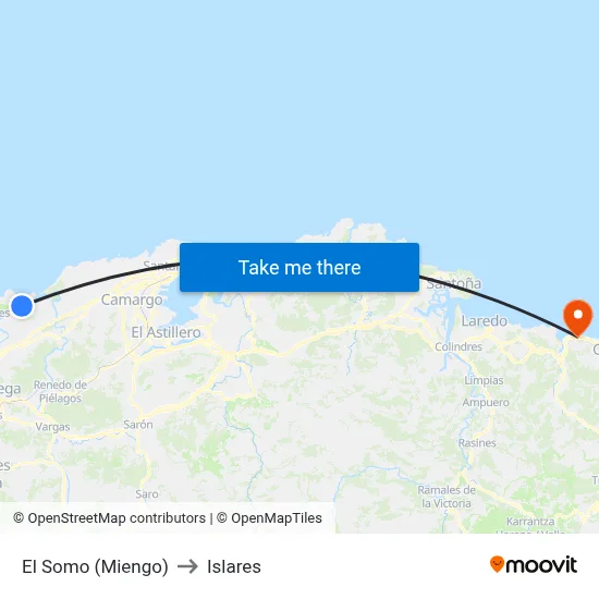 El Somo (Miengo) to Islares map
