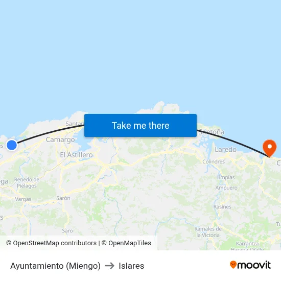 Ayuntamiento (Miengo) to Islares map