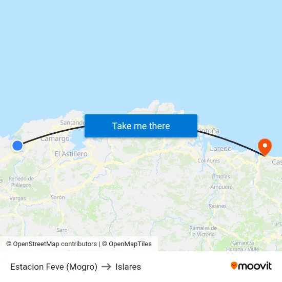 Estacion Feve (Mogro) to Islares map