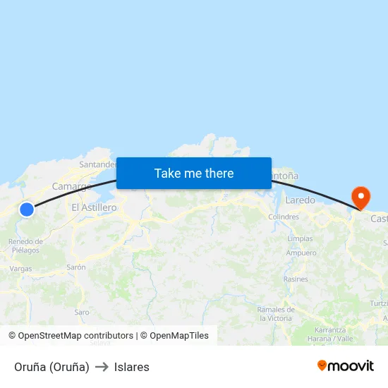 Oruña (Oruña) to Islares map