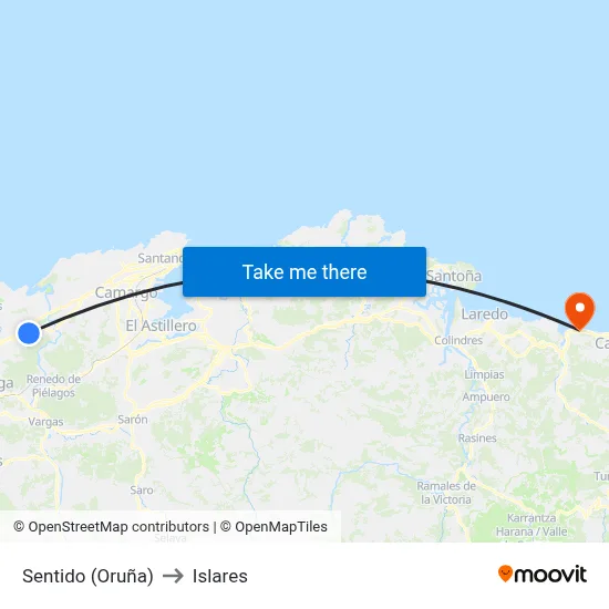 Sentido (Oruña) to Islares map