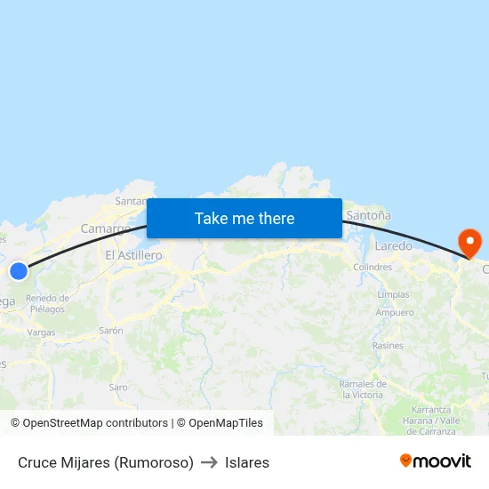 Cruce Mijares (Rumoroso) to Islares map