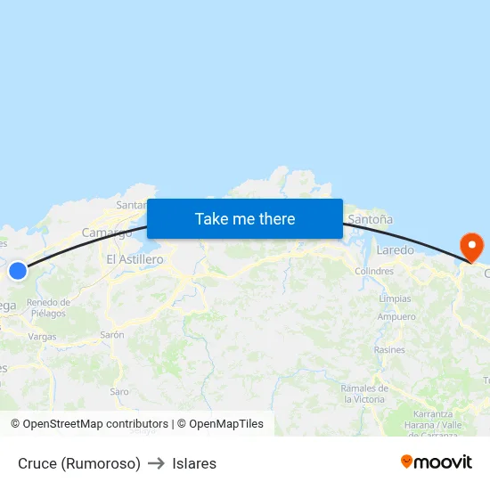 Cruce (Rumoroso) to Islares map