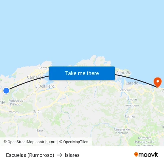 Escuelas (Rumoroso) to Islares map