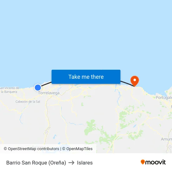 Barrio San Roque (Oreña) to Islares map