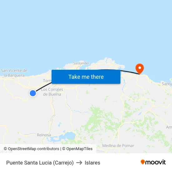 Puente Santa Lucia (Carrejo) to Islares map